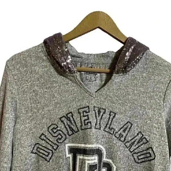 Disney Hoodie Women’s Large Grey Silver Sequined - Picture 3 of 8